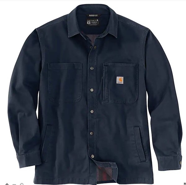 RUGGED FLEX® RELAXED FIT CANVAS FLEECE-LINED SNAP-FRONT SHIRT JAC